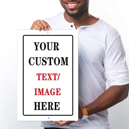 Miniatura 4 de Letreros de metal personalizados, letreros de estaño personalizados con logotipo de texto, imagen, impermeable, letreros de aluminio personalizados