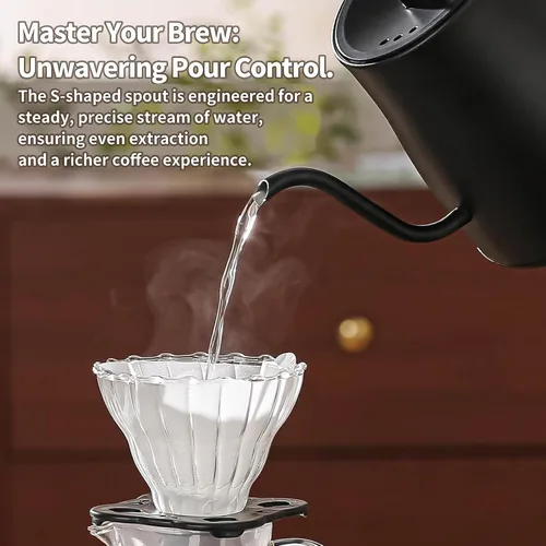 Miniatura 4 de Hervidor Eléctrico de Agua, Hervidor Eléctrico de Cuello de Cisne con Filtro de Café de 50 Piezas, Control de Temperatura ±1℉, Calentamiento Rápido
