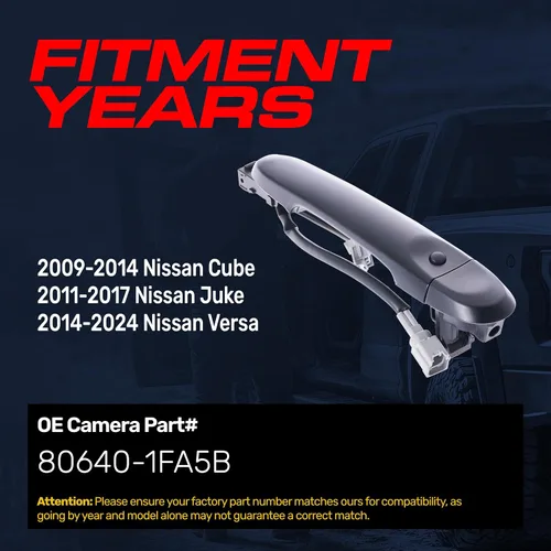 Miniatura 2 de Master Tailgaters Manija de puerta exterior de repuesto negro imprimado para Nissan Cube (09-14), Juke (11-17), Versa (14-24) OE Parte # 80640-1FA5B