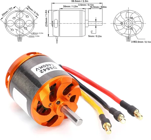 Miniatura 3 de Bnineteenteam Motor de avión RC, D3542 Motor sin escobillas 1450KV / 1250KV / 1000KV Motor RC sin escobillas de bajo ruido para aviones RC de ala