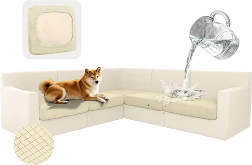 ALIECOM Fundas 100% impermeables para sofá seccional esquinero en forma de L, fundas de cojín de jacquard elásticas para mascotas y perros en forma