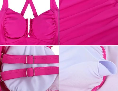 Miniatura 4 de Firpearl Tankini para mujer, traje de baño con espalda cruzada, fruncido con control de abdomen