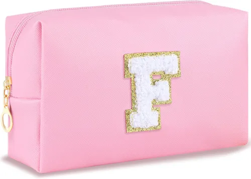 Miniatura 131 de URSKYTOUS Regalos para niñas, bolsa de maquillaje con inicial, bolsa de cosméticos personalizada con cremallera, bonita bolsa de aseo de viaje, Azul