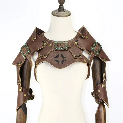 Miniatura 5 de WORUETE Armadura steampunk medieval, chaleco de capa vintage, guerrero vikingo, armadura de pecho para el hombro, para actuaciones en escenario