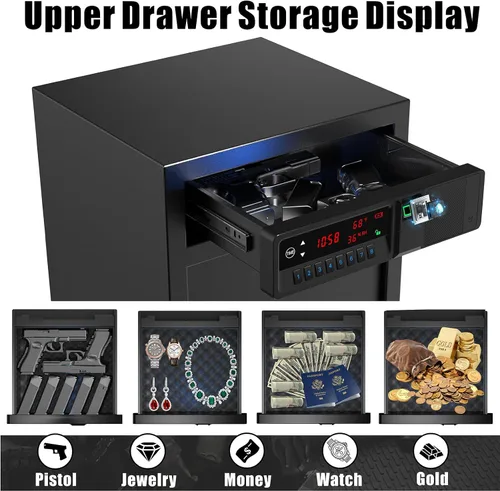 Miniatura 4 de Z ZLJUAN Caja de Seguridad con Gaveta Deslizante y Pantalla LCD de Temperatura, Humedad, Hora, Seguridad Electrónica para el Hogar para Dinero