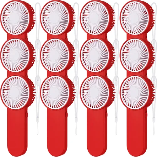 Miniatura 21 de Sumind 6 unidades de pequeño ventilador portátil personal pequeño a granel de 1 velocidad eléctrico lindo alimentado por batería para el cuello