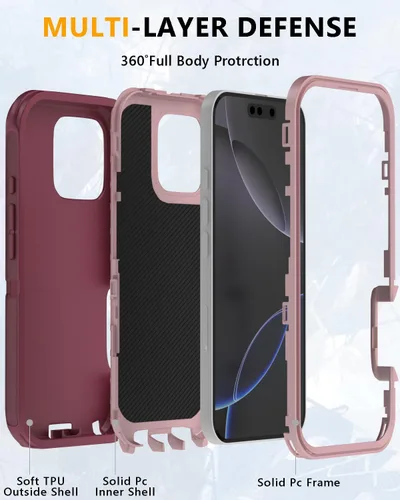 Miniatura 2 de Tall silver Funda para iPhone 16 Pro Max con [2 protectores de pantalla + 2 protectores de lente de cámara], 3 en 1, protección resistente de grado