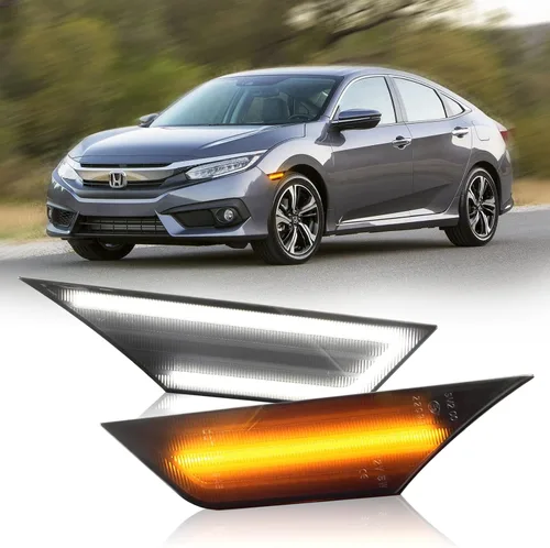 D-Lumina Switchback LED Luces de Marcador Lateral para Honda Civic 10ª Generación 2016-2021 Civic Coupé Hatchback Sedán Tipo R, Lente Ahumada