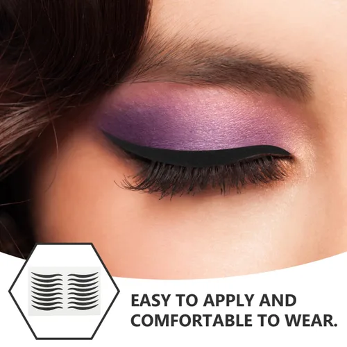 Miniatura 8 de Healifty Pegatinas negras para delineador de ojos, 80 pares, reutilizables, impermeables, ahumadas