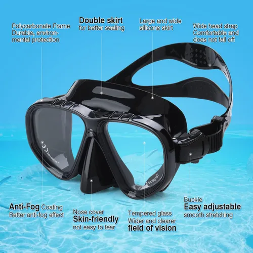 Miniatura 3 de Snorkel Set Wide-View Adult Snorkeling Scuba Gear, Professional Snorkel Goggles Anti-Fog Diving Mask, Anti-Leak Swim Goggles and Dry Top Snorkel for