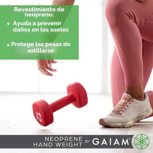Miniatura 4 de Gaiam Mancuerna para mano (se vende en una sola) – Mancuerna con revestimiento de neopreno para ejercicio y acondicionamiento físico en casa