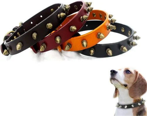 Miniatura 8 de Collar de perro con pinchos para perros medianos, remache de hongos, piel sintética suave, collar de gato con tachuelas, ajustable para perros Azul