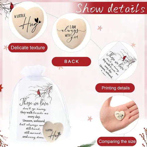 Miniatura 3 de Fulmoon Juego de 30 recuerdos fúnebres para invitados de bolsillo a granel con tarjetas de felicitación de cardenal rojo y bolsas de organza