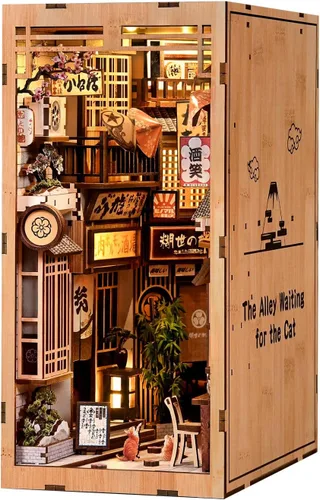 Kit de rincón de libros, kit de casa en miniatura para adultos y adolescentes, rompecabezas 3D, decoración de estantería de casa de muñecas,