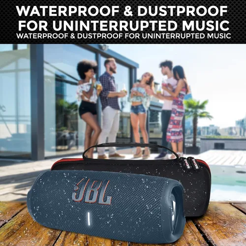 Miniatura 2 de JBL Charge 5 - Paquete de altavoz portátil Bluetooth inalámbrico impermeable con estuche protector portátil de transporte rígido - Azul Rojo