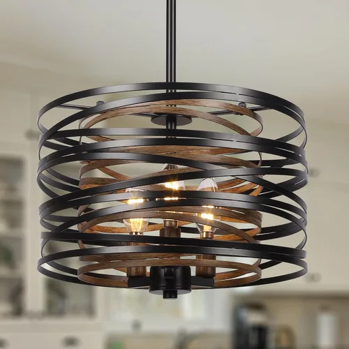Miniatura 12 de Sigaitwei Lámpara de comedor de granja de 21 pulgadas, iluminación de isla de cocina de 3 luces, lámpara industrial para comedor, sobre mesa