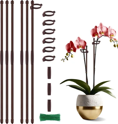 Miniatura 10 de 20 estacas de soporte para plantas de 17 pulgadas, palos de orquídea de jardín de SupKing extendidos a 3 pies, 4 pies y 5 pies, postes para plantas