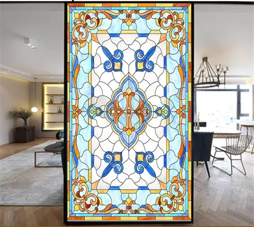 Miniatura 2 de Lámina decorativa para ventana, privacidad, multicolor, hermoso estilo iglesia, 39, esmerilado, tintado de ventana para oficina en casa