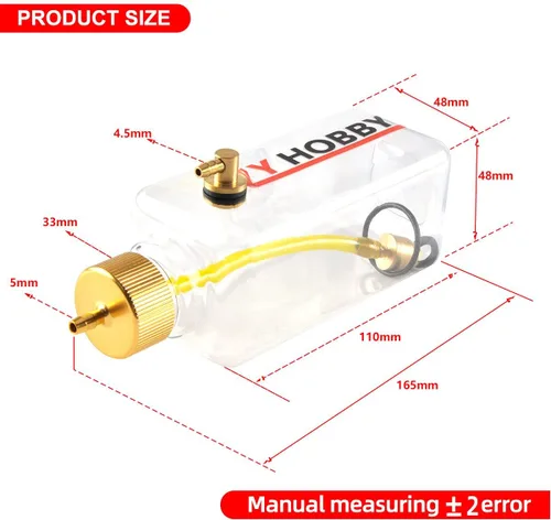 Miniatura 5 de ZYHOBBY Plástico transparente de la botella 260ML del tanque de combustible del gas RC para el avión de RC