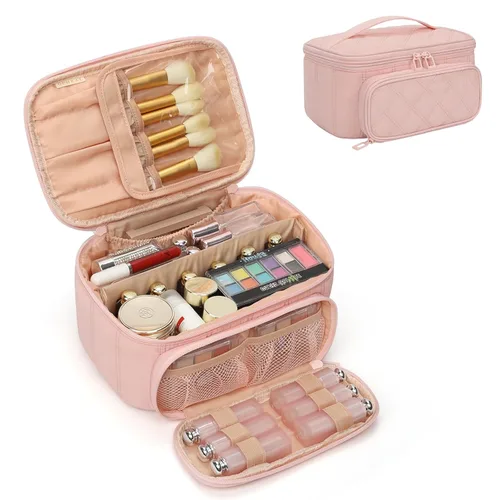 Miniatura 6 de OCHEAL Makeup Bag,Travel Makeup Organizer Bag, Cute Cosmetic Bags for Women Girls Travel Toiletry Bag Traveling With Brush Slot And Divider-Floral