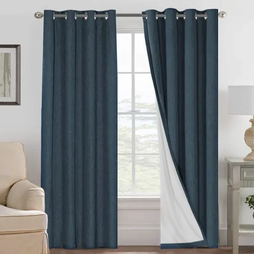 Miniatura 138 de H.VERSAILTEX Cortinas opacas de lino de 72 pulgadas de largo, 100% absolutamente opacas, con aislamiento térmico, con textura de lino, cortinas