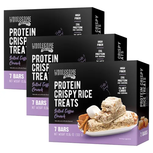 Miniatura 10 de Barritas de Arroz Crujiente de Proteína, 15g de Proteína, 3g-7g de Carbohidratos Netos, Bajo en Carbohidratos, Esponjoso, Suave, Gomoso, Sin Gluten