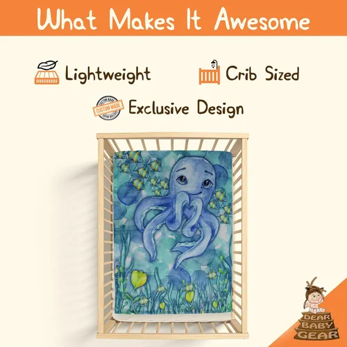 Miniatura 2 de Dear Baby Gear - Manta de bebé oceánico - Manta de doble capa con tema oceánico - Peluche suave para niñas y niños - Adorable pulpo con diseño