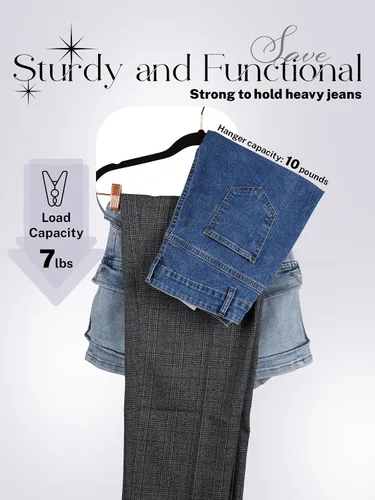 Miniatura 6 de HOUSE DAY Perchas de Terciopelo para Pantalones con Clips Paquete de 24, Perchas de Falda de Terciopelo Ultra Delgadas Antideslizantes con Ganchos