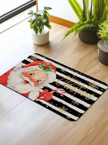 Miniatura 2 de Alfombra de baño de Santa para bañera, antideslizante, de secado rápido y absorbente, tierra de diatomeas, fregadero, cocina, sala de estar, Santa