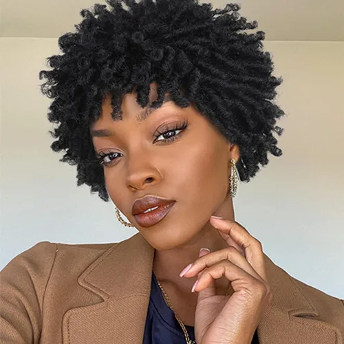 Miniatura 17 de Pelucas de rastas cortas de 6 pulgadas para mujeres y hombres negros con clips, pelucas trenzadas sintéticas con rizos postizos, rizos Afro, rizos