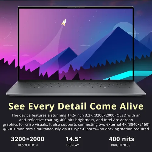 Miniatura 4 de Dell XPS 14 14.5" 3.2K Touchscreen Laptop, Intel Core Ultra 7 255H, 16GB LPDDR5X, 1.5TB Storage (512GB SSD+1TB Docking Station), Backlit Keyboard