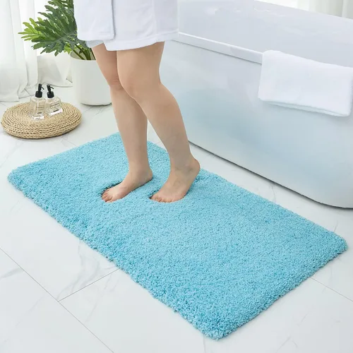 Miniatura 11 de Alfombras de baño antideslizantes, lavables, ultra gruesas, suaves, de microfibra absorbente, de látex de espuma de alta densidad, con respaldo Beige