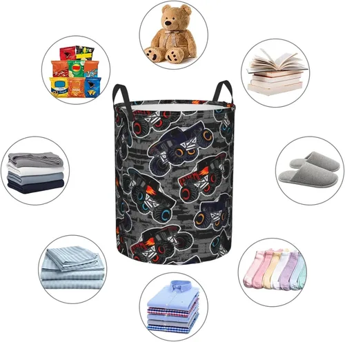 Miniatura 6 de Monster Truck - Cesta redonda para ropa sucia, para niños, cesta de almacenamiento para juguetes, organizador de ropa, para el hogar, baño