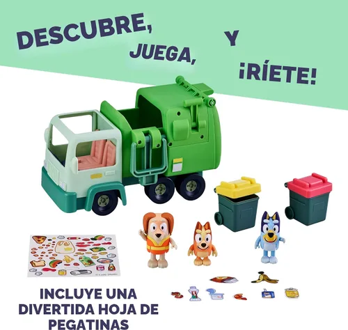 Miniatura 3 de Conjunto de juguete de camión volquete Bluey, juguete de camión volquete resistente con 2 figuras articuladas y 3 enormes rocas, juguetes
