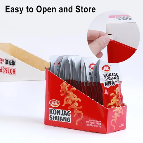 Miniatura 2 de WeiLong Konjac Snack, tiras calientes picantes, aperitivos picantes Latiao La tiao, aperitivos chinos Moyushuang, sabor picante, (), 0.63 oz* 20