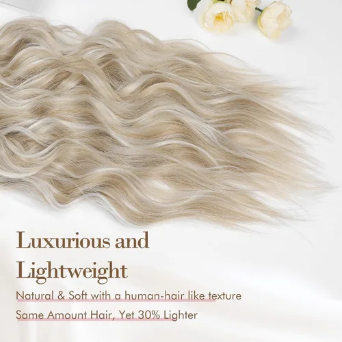 Miniatura 2 de REECHO Extensiones de cabello, 4 piezas, extensiones de cabello con clip HE001, extensiones de cabello sintéticas naturales y suaves para mujer