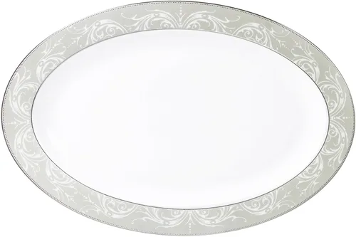 Miniatura 2 de Juego de vajilla de porcelana con borde plateado de 57 piezas, servicio para 8-Olympia-Mix & Match
