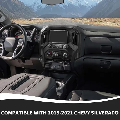 Miniatura 3 de RAZPOY Cubierta para panel de navegación Silverado, consola central, panel de navegación GPS, compatible con Chevy Silverado 2019-2021 y GMC-Sierra