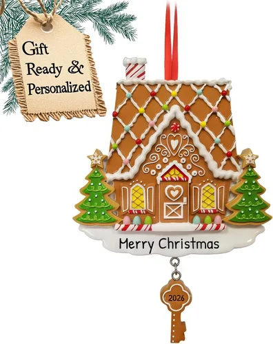 Miniatura 6 de Adorno 3D personalizado para la primera Navidad en el nuevo hogar 2025 Corona de casa de jengibre nuestro primer adorno para el hogar 2025 adornos