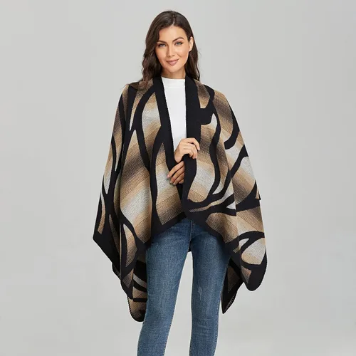 Miniatura 2 de Bakerdani Manta cruzada de invierno para mujer, poncho y chal