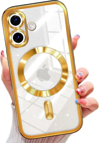 Miniatura 46 de Misscase Funda magnética compatible con iPhone 14 con purpurina y protector de lente de cámara, protección completa, compatible con MagSafe