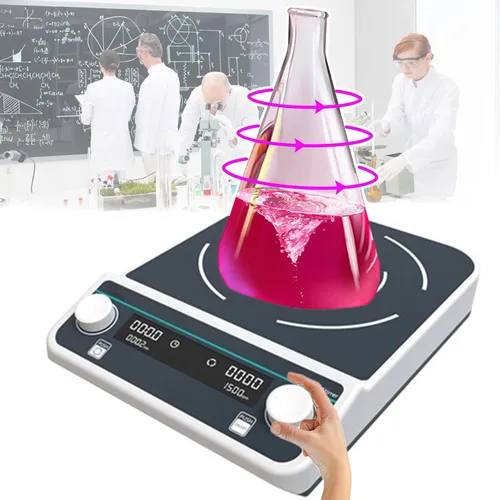 Agitador magnético de laboratorio, agitador de pantalla digital LED, gran capacidad 10-50 L, fuerte fuerza magnética + hacia adelante y hacia atrás,