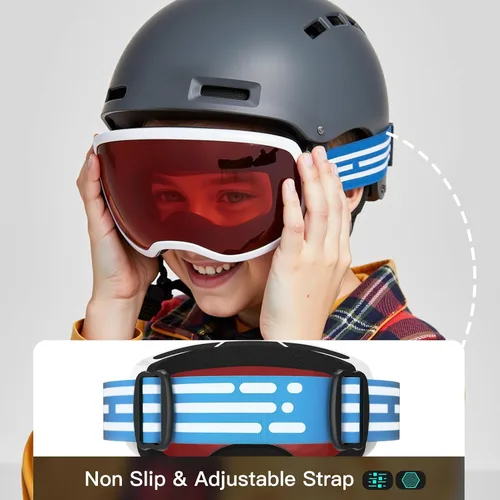 Miniatura 2 de Gafas de esquí para niños, gafas de esquí de nieve para niños, jóvenes, adolescentes, niños y niñas de 5 a 14 años 03.white con lente plateada