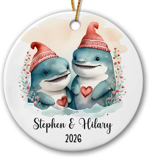 Miniatura 16 de Adorno de cerámica personalizado para pareja de leones 2026, regalos para parejas recién nacidas, novio, novia, adorno para parejas de leones, árbol