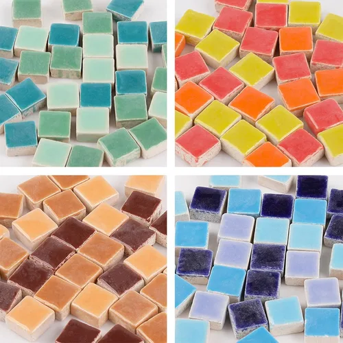 Miniatura 2 de PINUO&KE Mosaico cuadrado de cerámica de 200 piezas / 7.05 oz - 0.4 x 0.4 in para decoración del hogar, manualidades, proyectos - verde oscuro