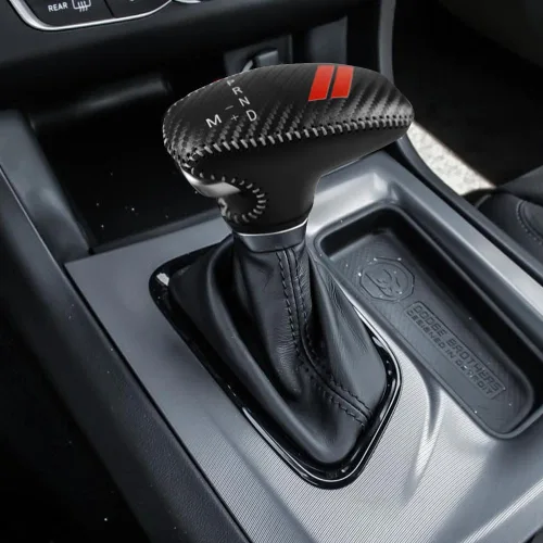 Miniatura 8 de LEXLEY Funda de palanca de cambios de cuero para Dodge 2015-2023 Charger Challenger, 2016-2023 Durango - Costuras negras