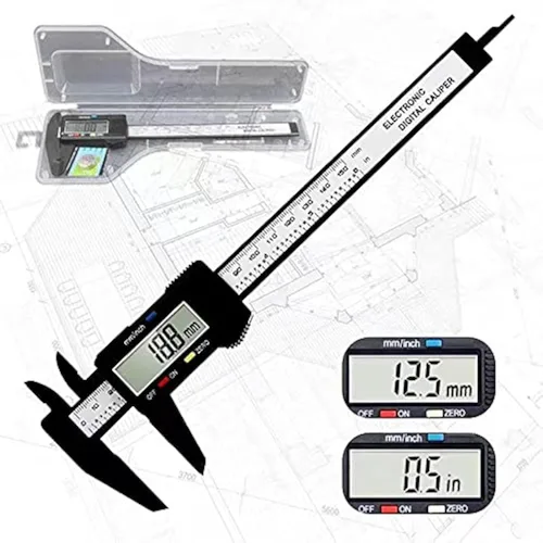 Calibres digitales, calibradores digitales electrónicos, pantalla LCD YKLSXKC muestra herramienta de medición de calibre de 0 a 6 pulgadas,