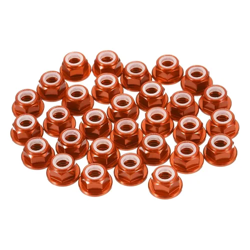 Miniatura 16 de MECCANIXITY 30 piezas de tuercas de bloqueo de aleación de aluminio M5 con paso de 0.8 mm, tuercas hexagonales con brida de nylon con rosca dentada