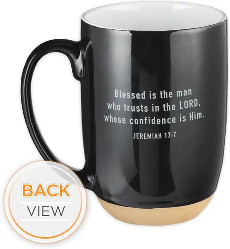 Miniatura 2 de Taza de café Christian Art Gifts: Hombre Bendito - Jeremías 17:7 Escritura inspiradora, 15 oz, Negro