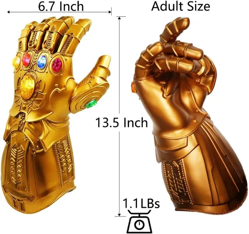 Miniatura 2 de Polyacer Guante de infinito electrónico para adultos, guantes de infinito para adultos, guantelete de infinito iluminados, piedras del infinito